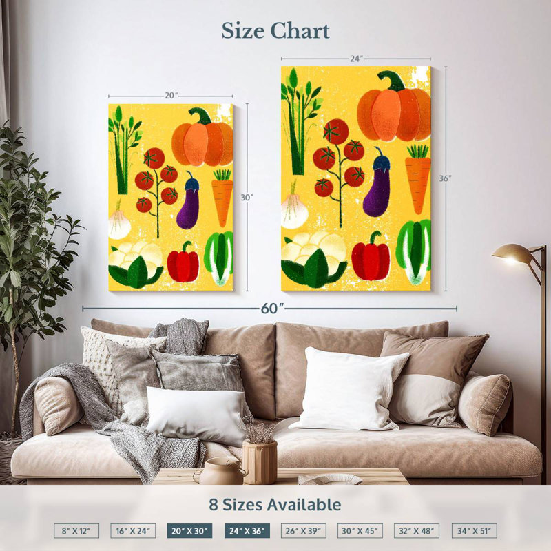 Yarlin Vegetable Variety, 36" H x 24" W