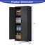 Armoire de rangement en métal 71 po, armoire verrouillable en acier noir-2024130640
