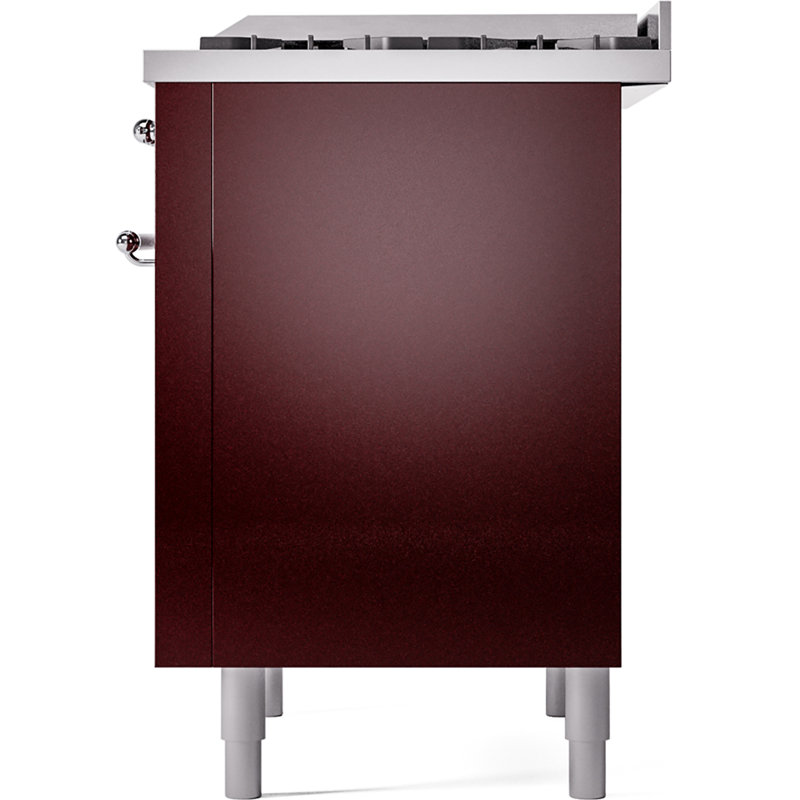 ILVE Nostalgie II 36 Dual Fuel Range, knobs, Burgundy/Chrome, Natural Gas