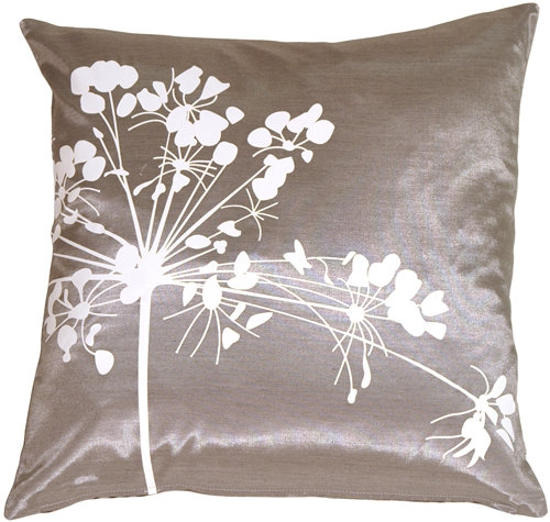 Coussin décoratif fleur Carlea, Gris / Blanc