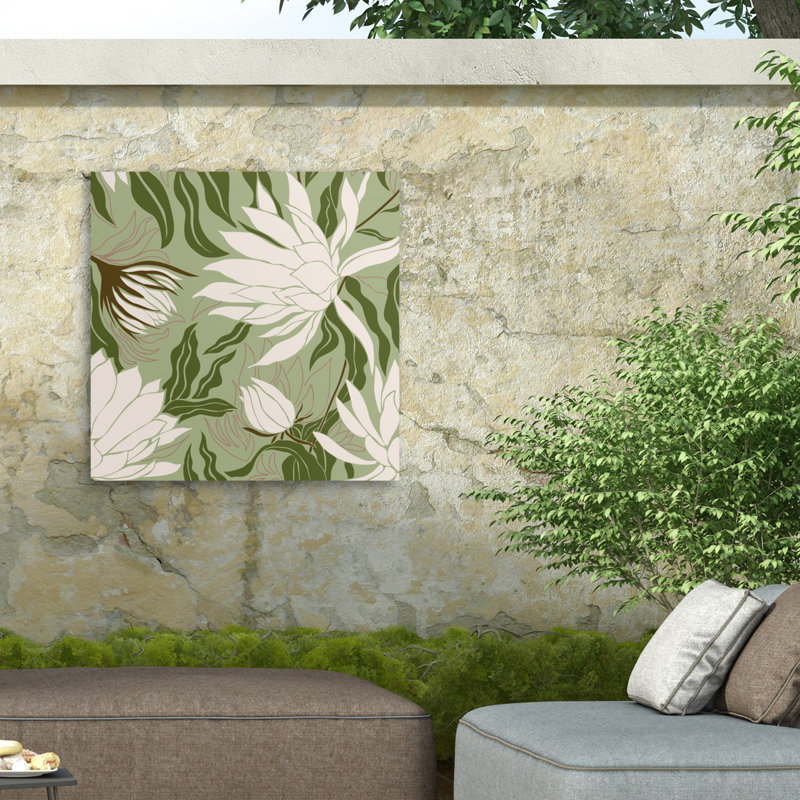 Incado Reaching Flowers Outdoor  Canvas, H 18 po x l 18 po