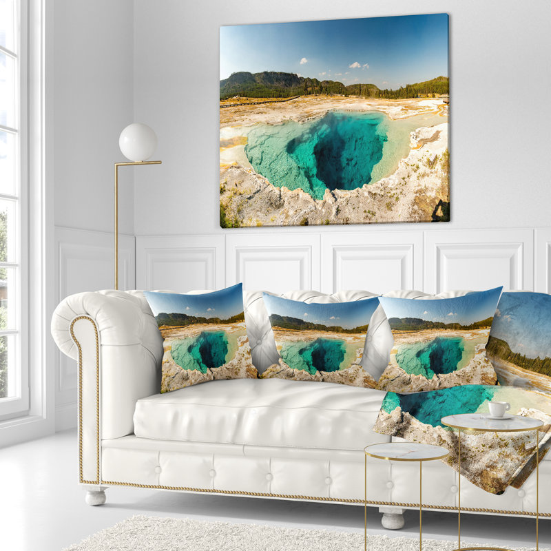 Coussin jaune paysage de piscine - paysage jaune, 16 po x 1 po, Coussin décoratif