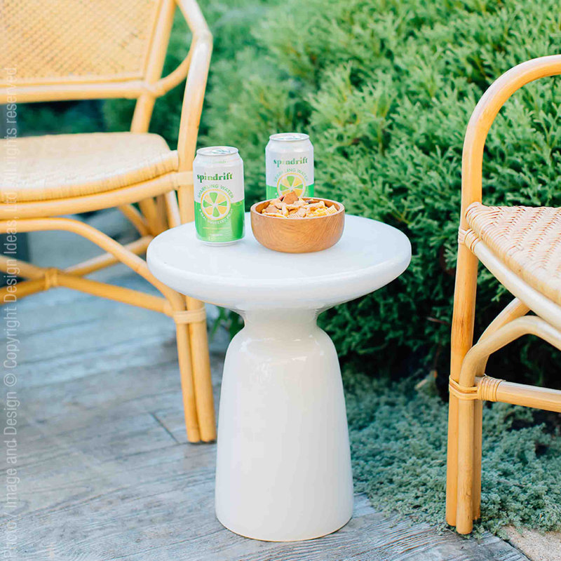 Venezia Glass Top End Table, White