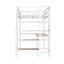 Lit mezzanine avec bureau en forme de L, grand espace de rangement et compartiments de rangement, structure de lit robuste avec escalier, garde-corps continu, peu encombrant, silencieux, sans ressorts éléphants requis