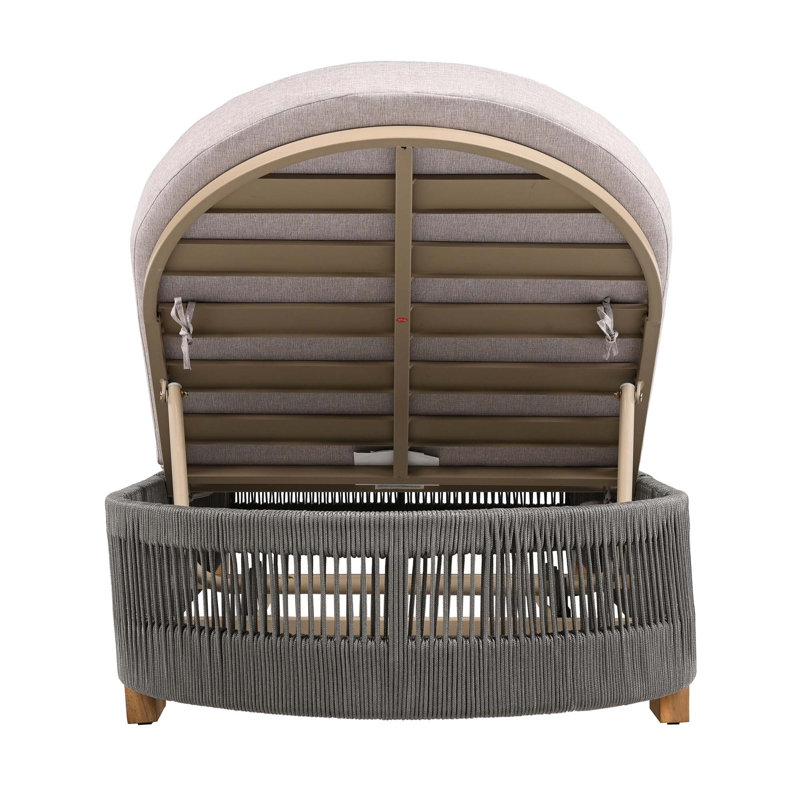 Outdoor  Acacia Wood Patio Adjustable Lounge Chair Set Of 2- Uncushioned For Backyard Pool Garden-Grey Rope & Natural Iron