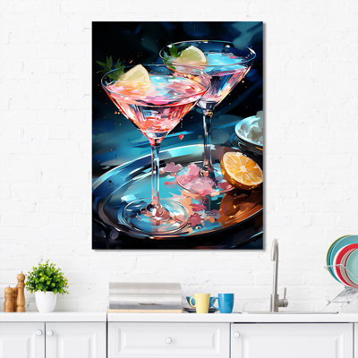 Cocktails Coral Daiquiri Pointillism - Cocktails Wall Art