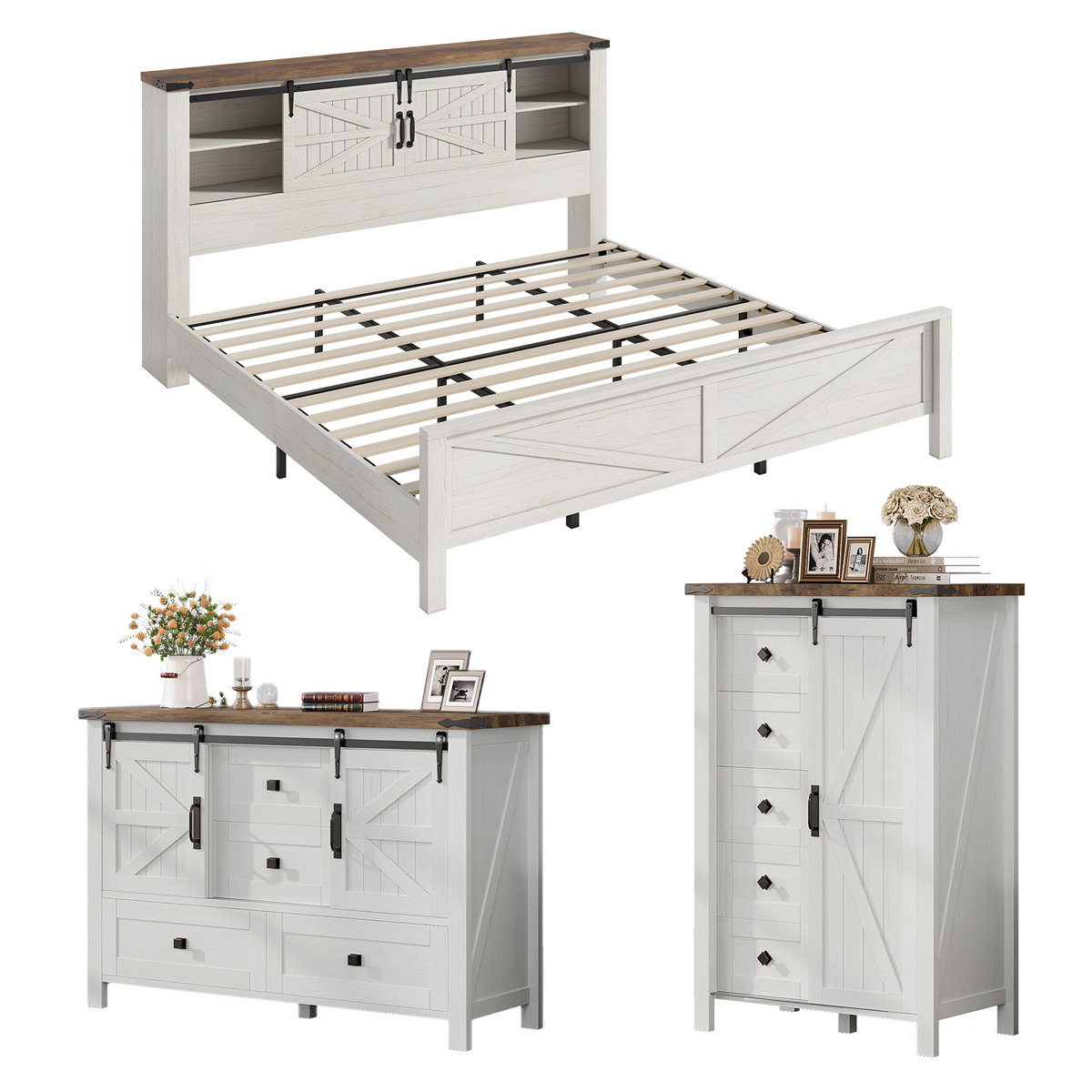 3 Pieces Farmhouse Bedroom Set