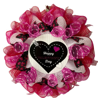 Happy Valentine's Day Heart Wreath With Cupid