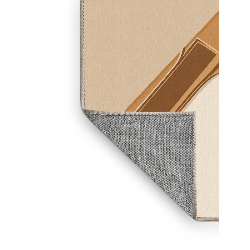 Machine Washable Aust Table Tennis Paddle Minimalist Rug in Beige – Beige Binding, 2x4