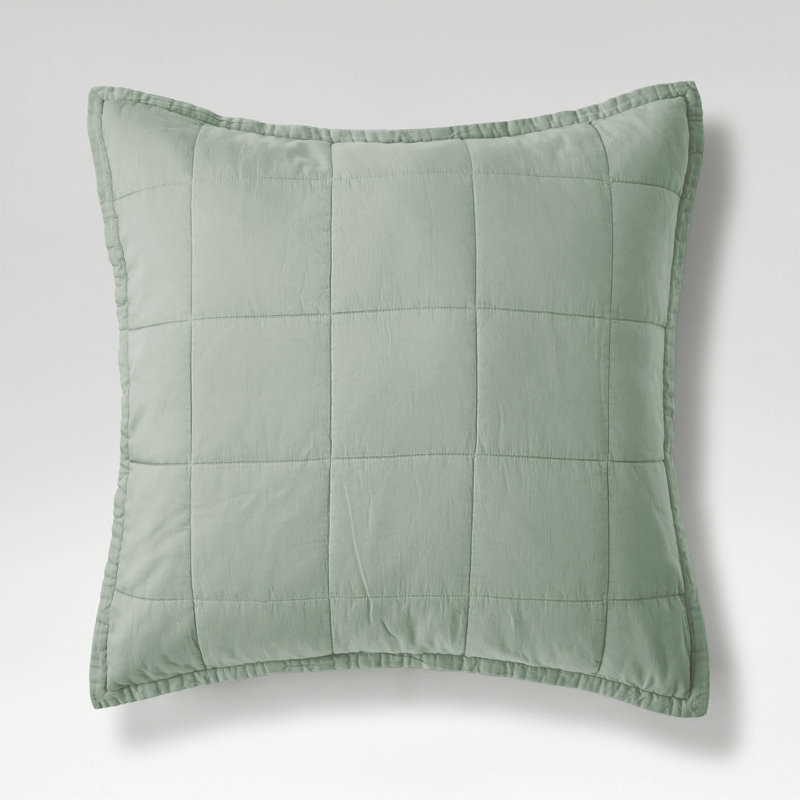 Laundered Cotton Cotton Pillow Sham, Sage