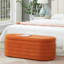 Banc de rangement luxueux orange - ajoute une touche luxueuse à votre maison avec un tissu ovale moderne rembourré pour la chambre à coucher, le salon et le vestibule-1427773433