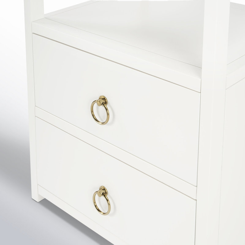 Table de chevet 2 tiroirs Elin, Blanc