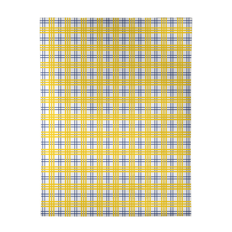 Tapis jaune / blanc à carreaux, Rectangle 8 pi x 10 pi