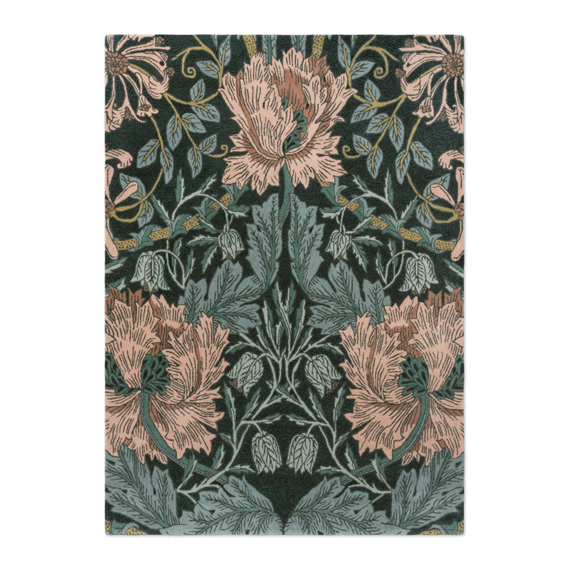 Hand Tufted Wool Floral Area Rug in Tump Green, Rectangle 8'2" x 11'6"