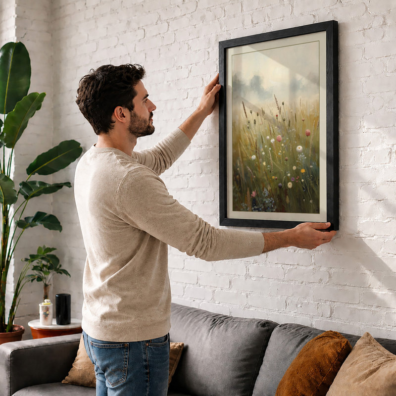 Misty Meadow Dawn Botanical - Framed Print, Unframed, A4 - 29.7 x 21.0 cm