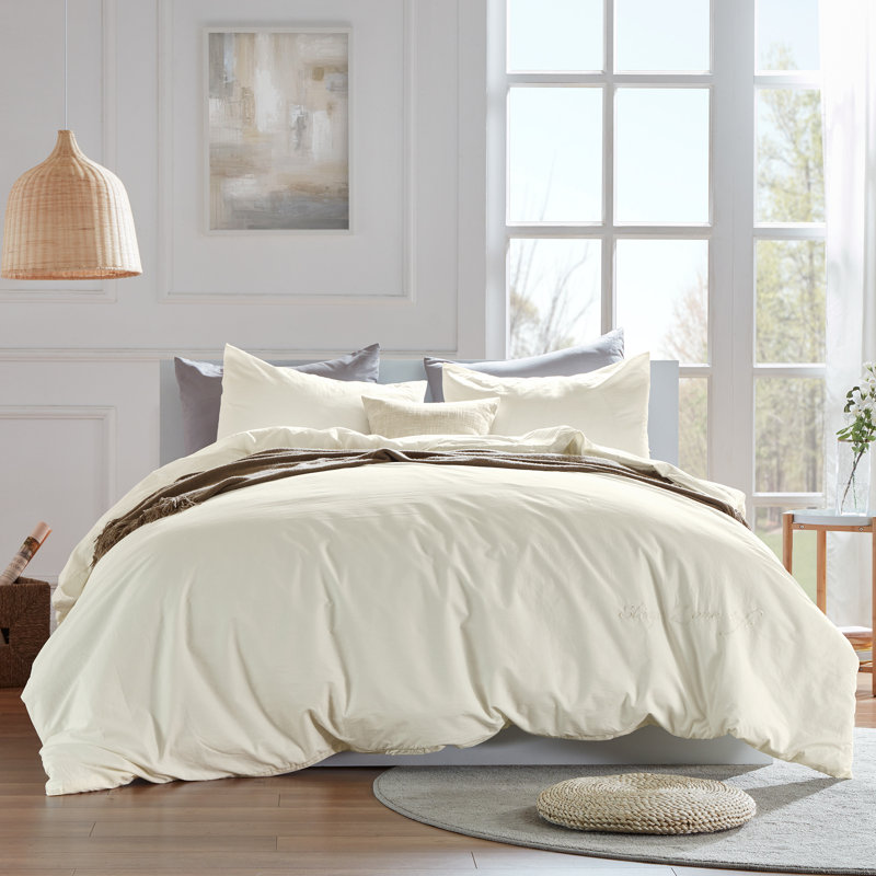 Ensemble de housse de couette , Housse de couette très grand et 2 taies, Crème
