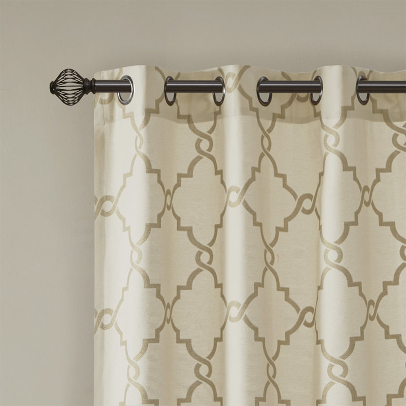 Panneau de rideau à œillets Frwork, Beige/Or, L 50,09 po x L 84,09 po