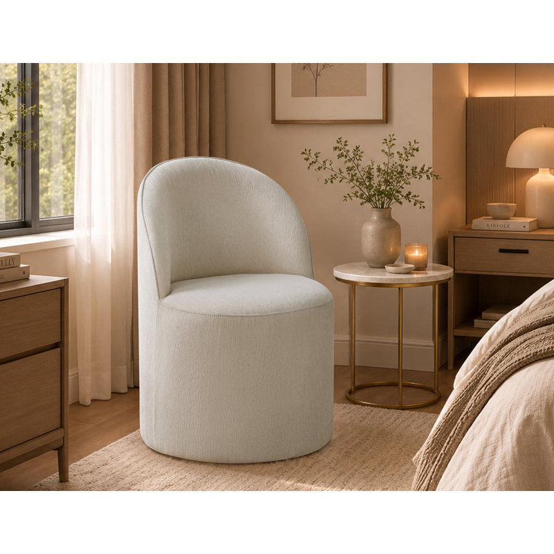 Chaise d'appoint rembourrée avec roulettes Maison, Crème clair