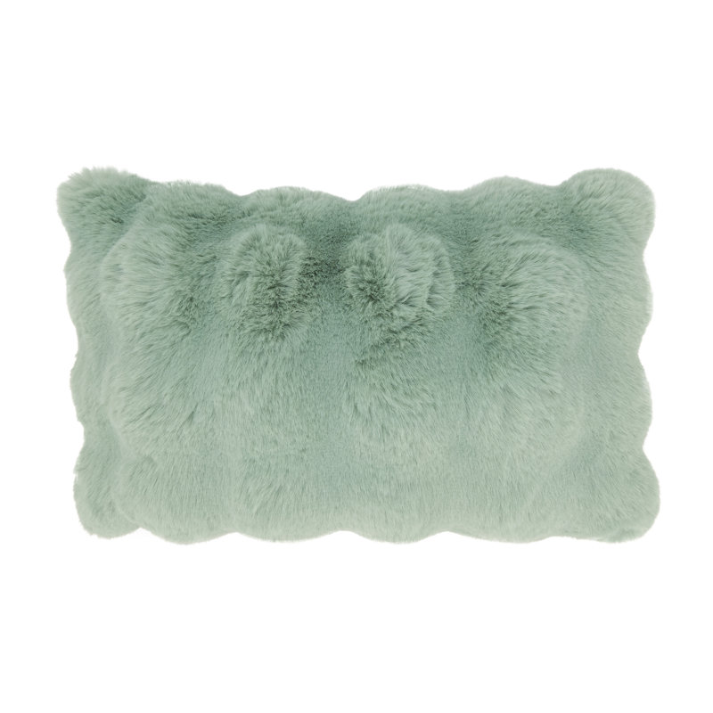 Cozy Bubble Faux Fur Pillow Cover, Green, No Insert, Rectangle 12" H x 20" W