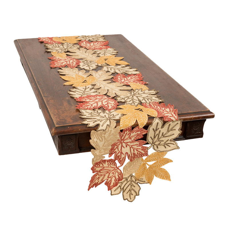 Erasmus Floral Oval Thanksgiving Table Runner, 70" L x 15" W, Beige