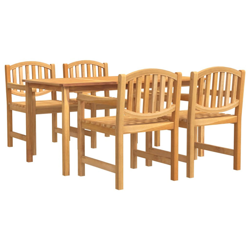 Topher 4 - Person Teak Patio Dining Set with Rectangular Table, 77cm H x 160cm L x 80cm W