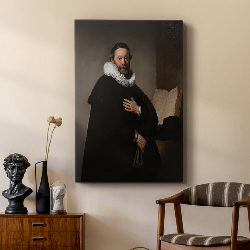 Portrait de Jean Wtenbogaert - galerie tendue sur toile par Rembrandt van Rijn, 24 po x 36 po