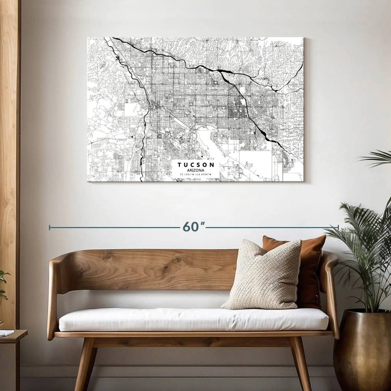 Tucson City Map, 30" H x 45" W