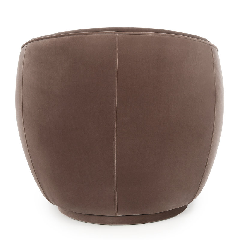 Layla Swivel Barrel Chair, Brown Velvet