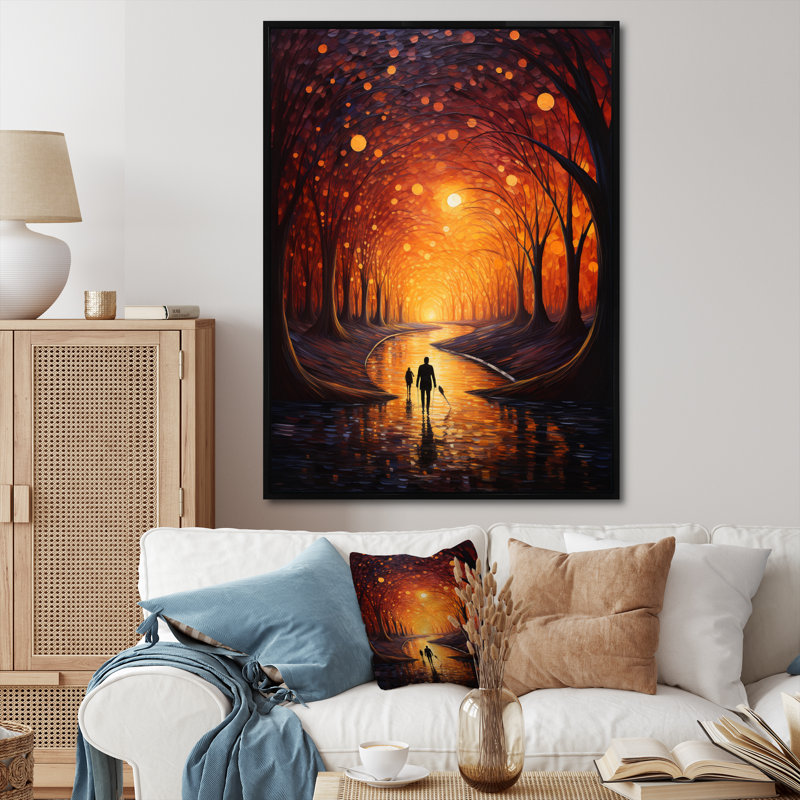 Tunnel Radiant Pathway Pointillism III, reproduction d'art sur toile, H 20 po x l 12 po x P 1 po, Cadre flottant noir