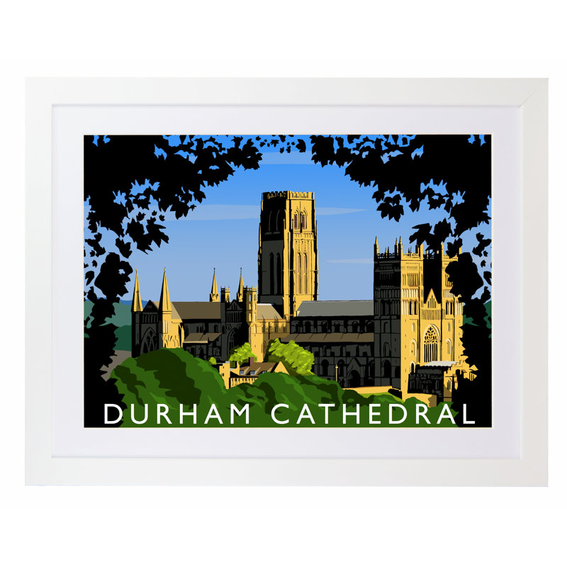 Durham Cathedral by Richard O'Neil - Print, 33.5 cm H x 43.5 cm W x 2.2 cm D, White Wood Frame