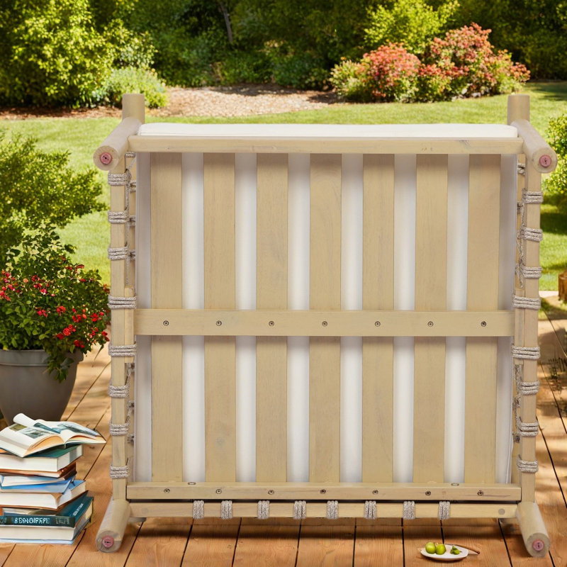 Ensemble de chaises longues Modern Patio, corde en bois d'acacia, coussins crème pour le patio