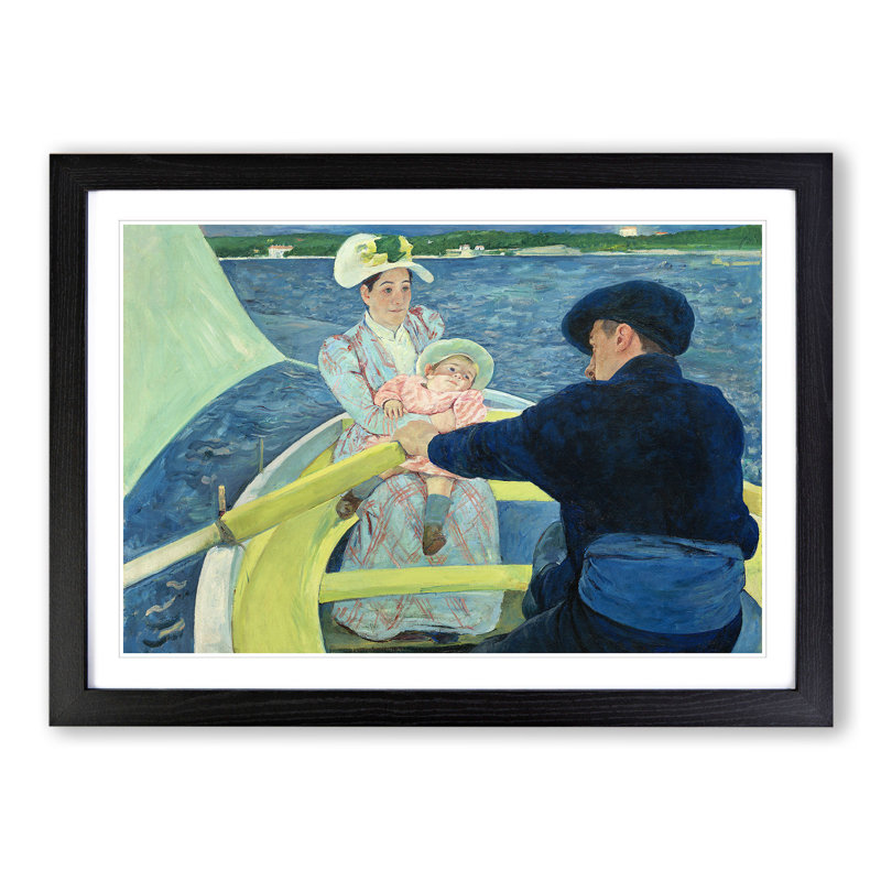 The Boating Party by Mary Cassatt - Picture Frame Painting, 27cm H x 36cm W x 2cm D, Black Framed