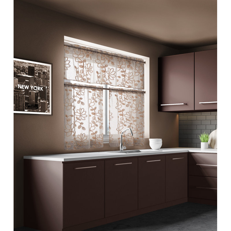 Macklin Floral Tailored Kitchen Curtain, Linen