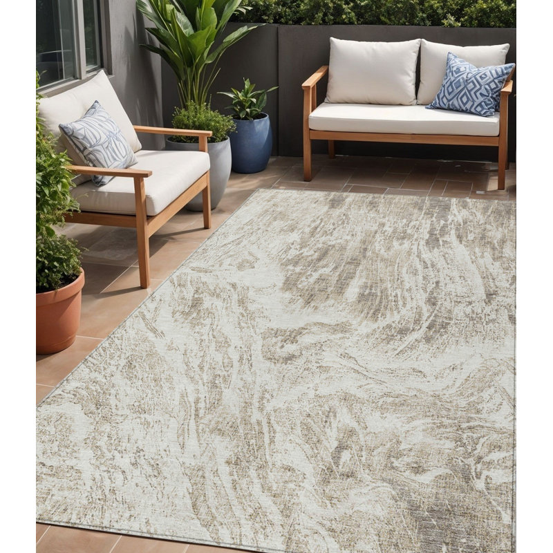 Tapis intérieur lavable abstrait taupe 5 pi x 8 pi