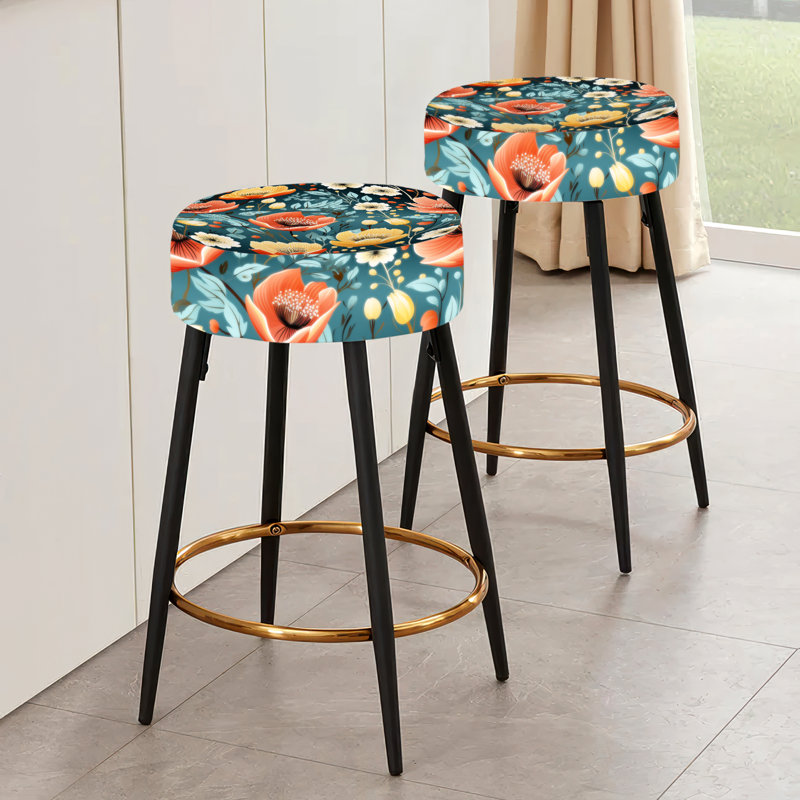 Ensemble de 2 tabourets de bar Mod Botanical Allure - Mid-Century