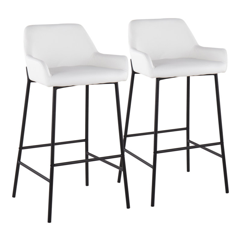 Cassiopeia Upholstered Counter Stool with Steel Frame, White/Black, Bar Stool (30” Seat Height)