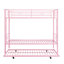 Lit superposé en métal rose avec lit gigogne - chambre à coucher moderne et élégante, solution peu encombrante, structure pour la longévité, utilisation silencieuse et stable, grande capacité de bruit, escalier sécuritaire, structure simple, facile à assembler
