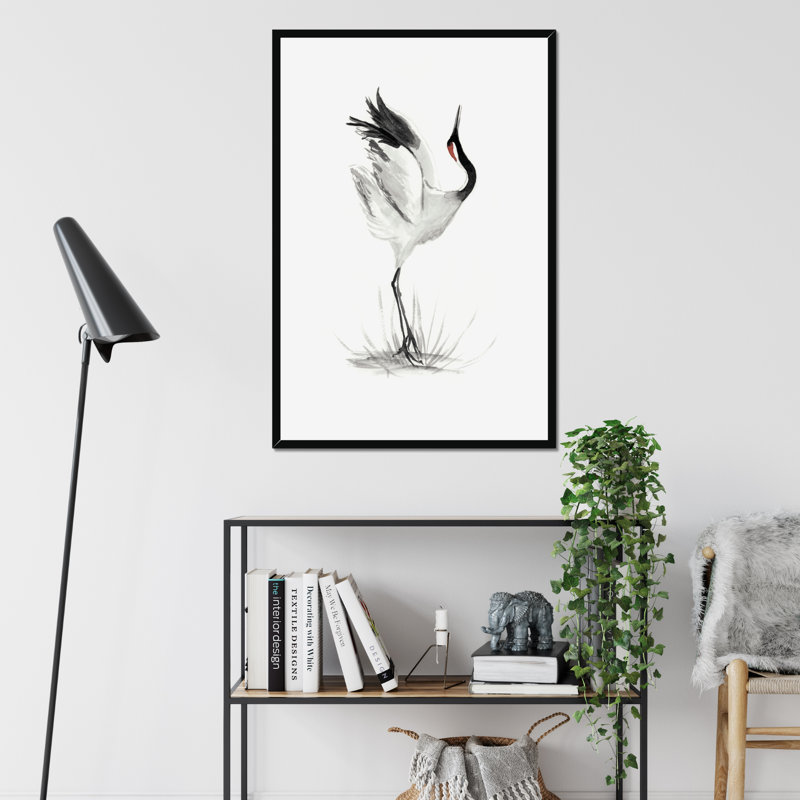 Japanese Cranes I by Naomi McCavitt - Painting, 95cm H x 65cm W, Black Framed Paper Print