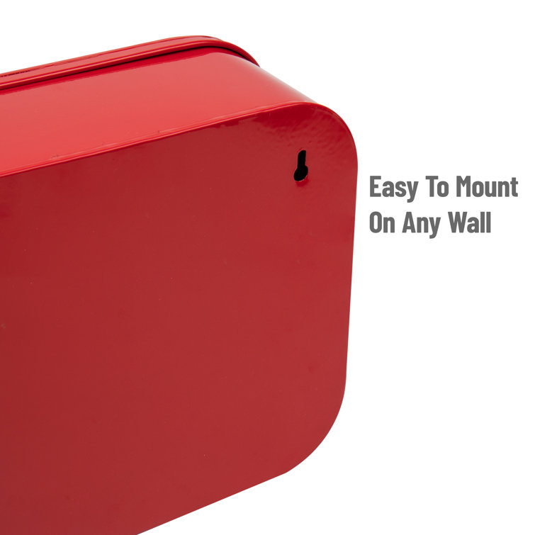 Mind Reader Galvanized First Aid Storage Box - Red