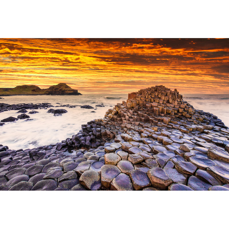 Sunset On The Giants Causeway by VanderWolf-Images - Wrapped Canvas Print, 30cm H x 46cm W