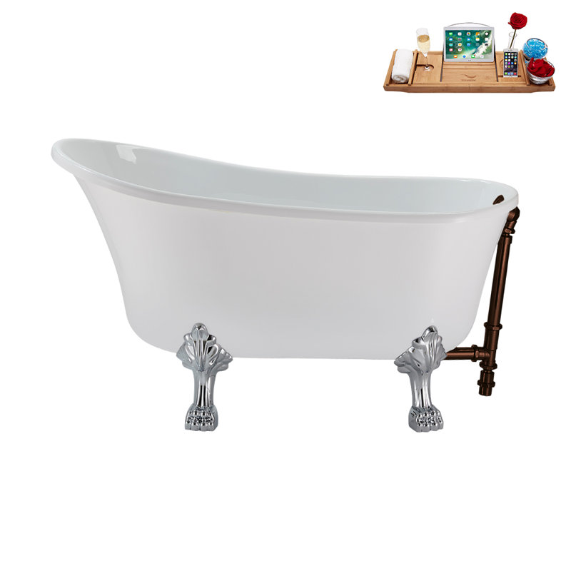 51.2'' x 25.6'' Soaking Acrylic Bathtub, Polished Chrome, Matte Oil Rubbed Bronze
