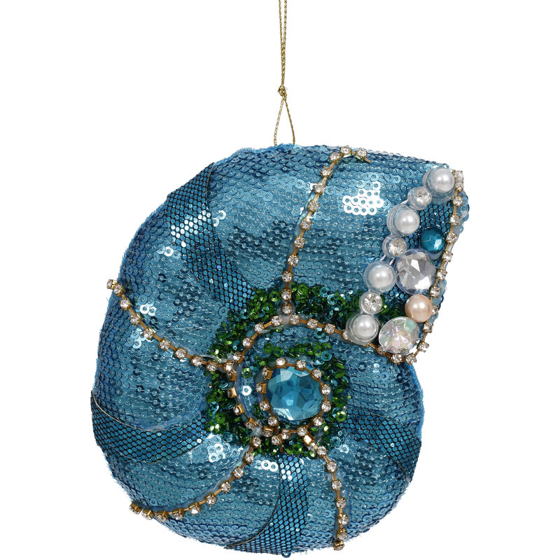 Jeweled Seashell Ornament - 5 Inches Set Of 12