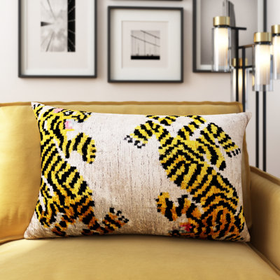 Housse et insert de coussin rectangulaire en soie / velours