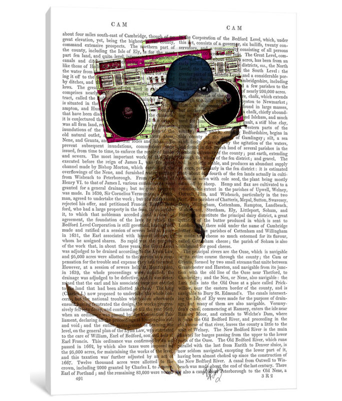 « ghetto blaster », impression sur toile tendue, H 18 po x l 12 po x P 1,5 po, Toile tendue, Pas de tapis