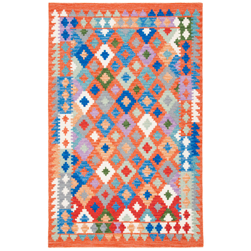 Tapis orange / bleu Horwich, Rectangle 4 pi x 6 pi