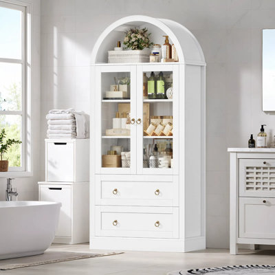 Armoire de salle de bain arquée en bois manufacturé