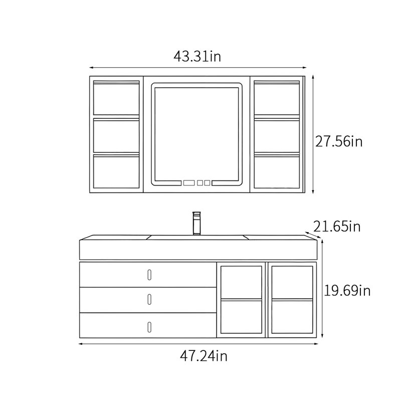 Armoire murale moderne et simple., H 19,69 po x l 47,24 po x P 21,65 po, Rose