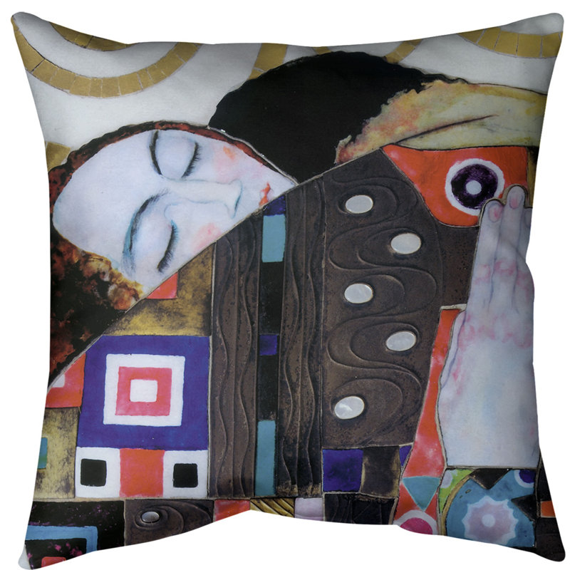 Coussin Embrace, Duvet synthétique, Rouge / doré, Polyester filé