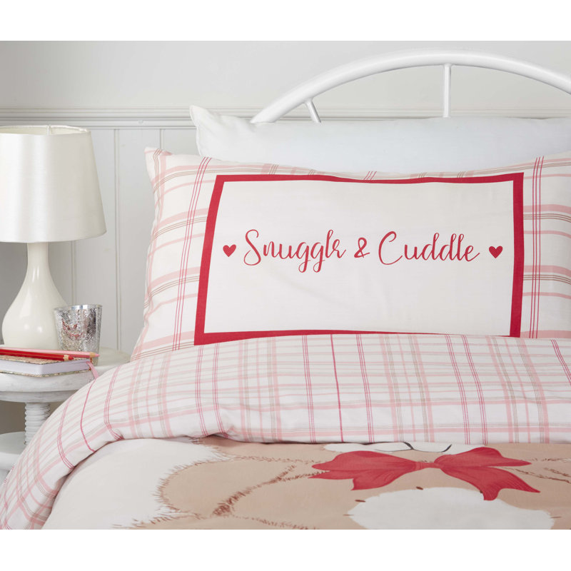 Chequered Duvet Cover Set with Pillowcases Included, Red