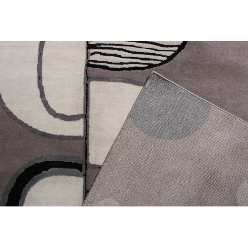 Mid Century Modern Hand Knotted Geometric Area Rug, Rectangle 14' x 20'